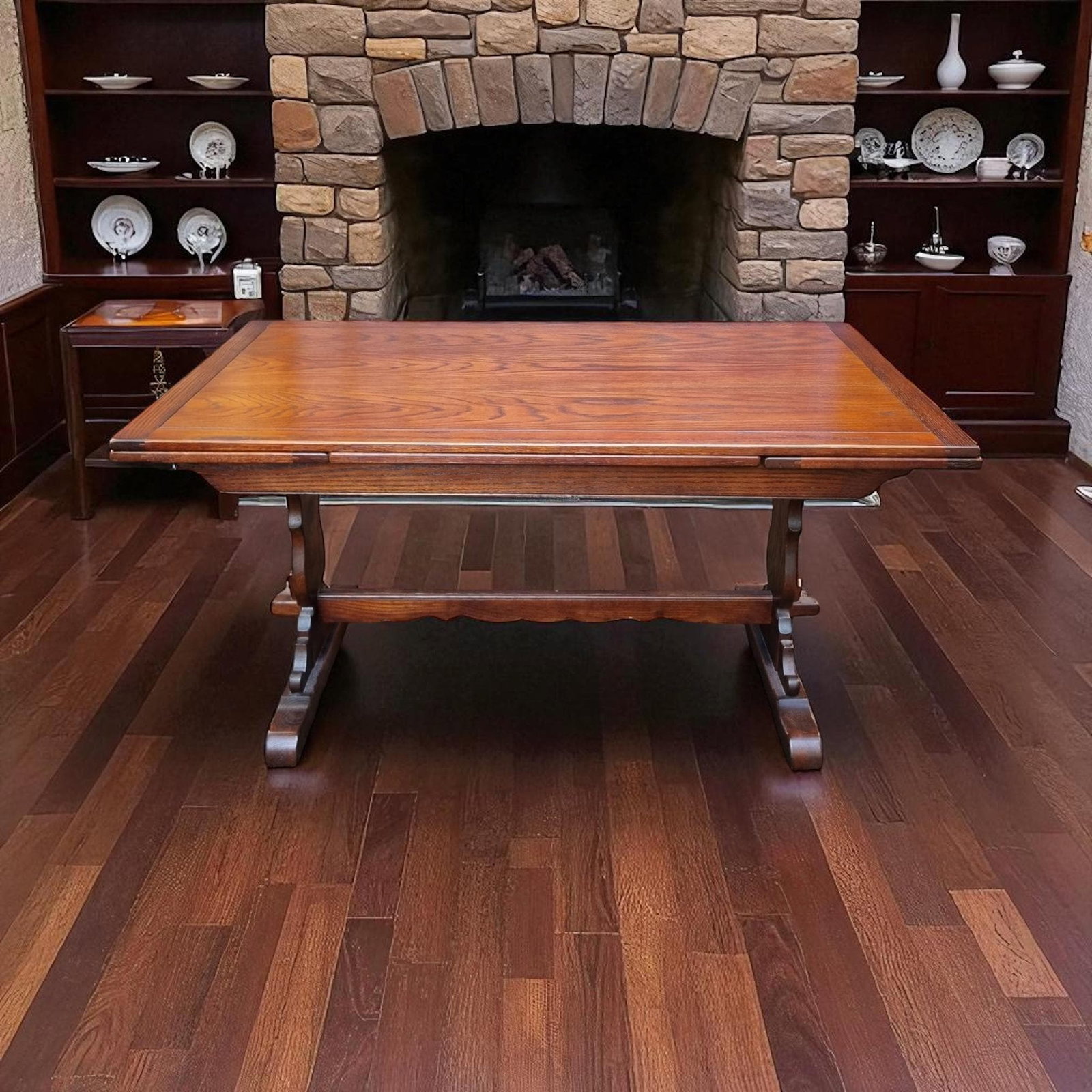Vintage Old Charm Wood Bros Extendable Dining Table / Tudor Brown / C.1970s / Free Delivery