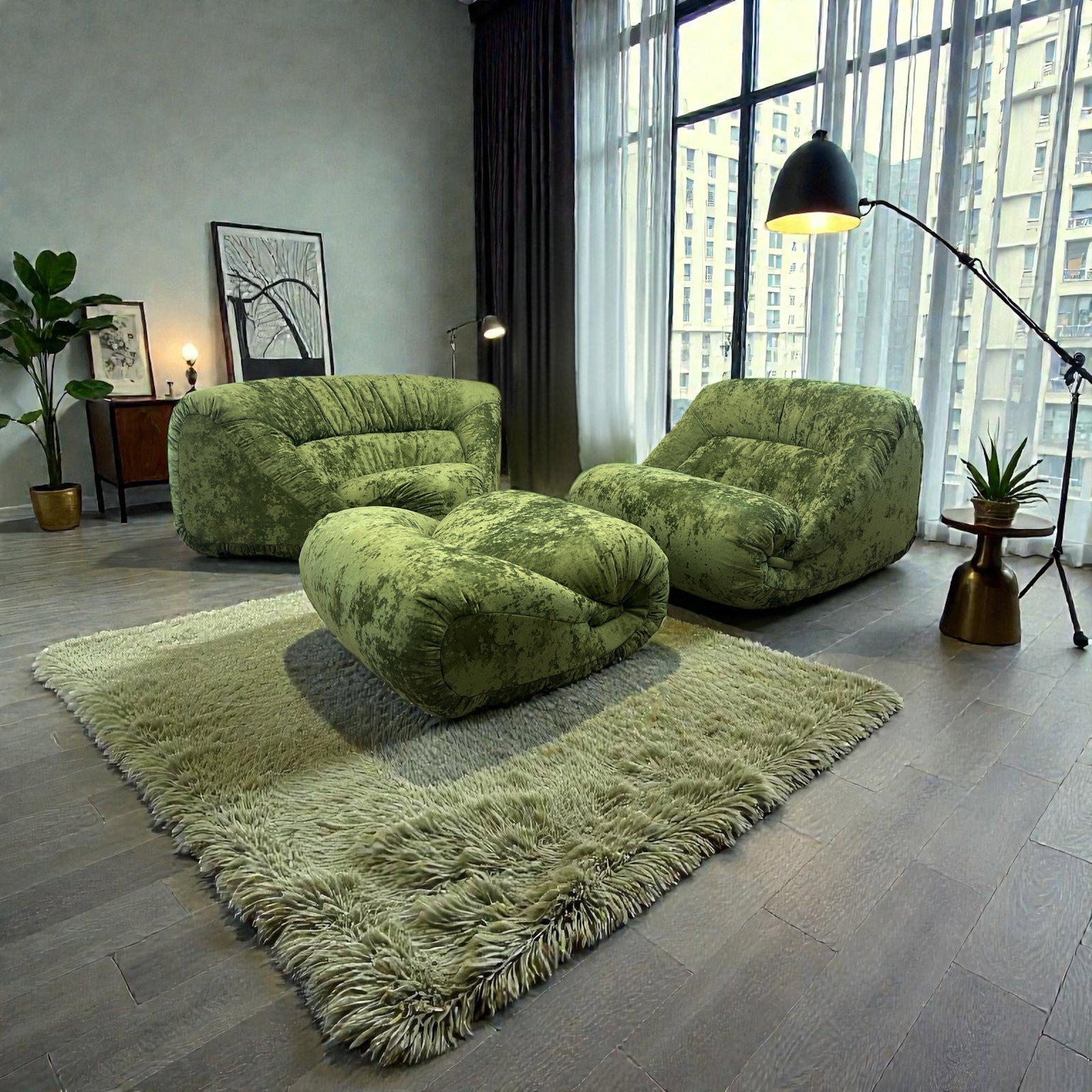 Vintage Modular Corner Sofa By Jean Prevost 1970 Set Of 3