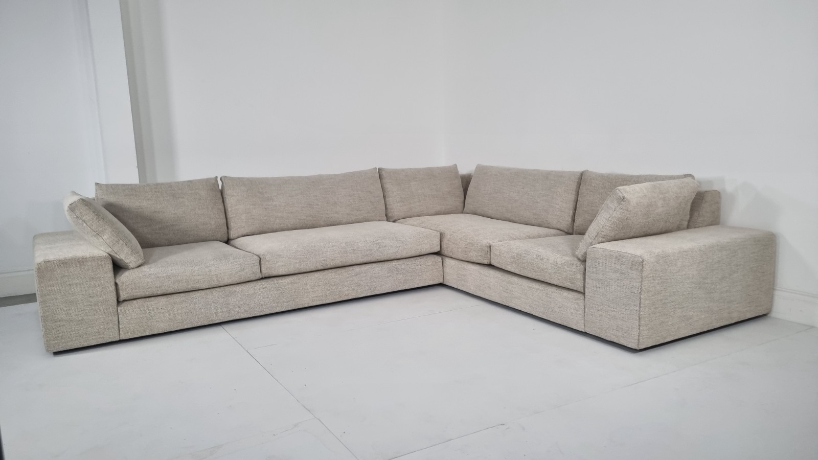 Ligne Roset Exclusif Corner Sofa In Cream And Slate Grey Interwoven Fabric