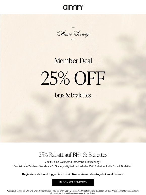 25% Rabatt auf BHs und Bralettes