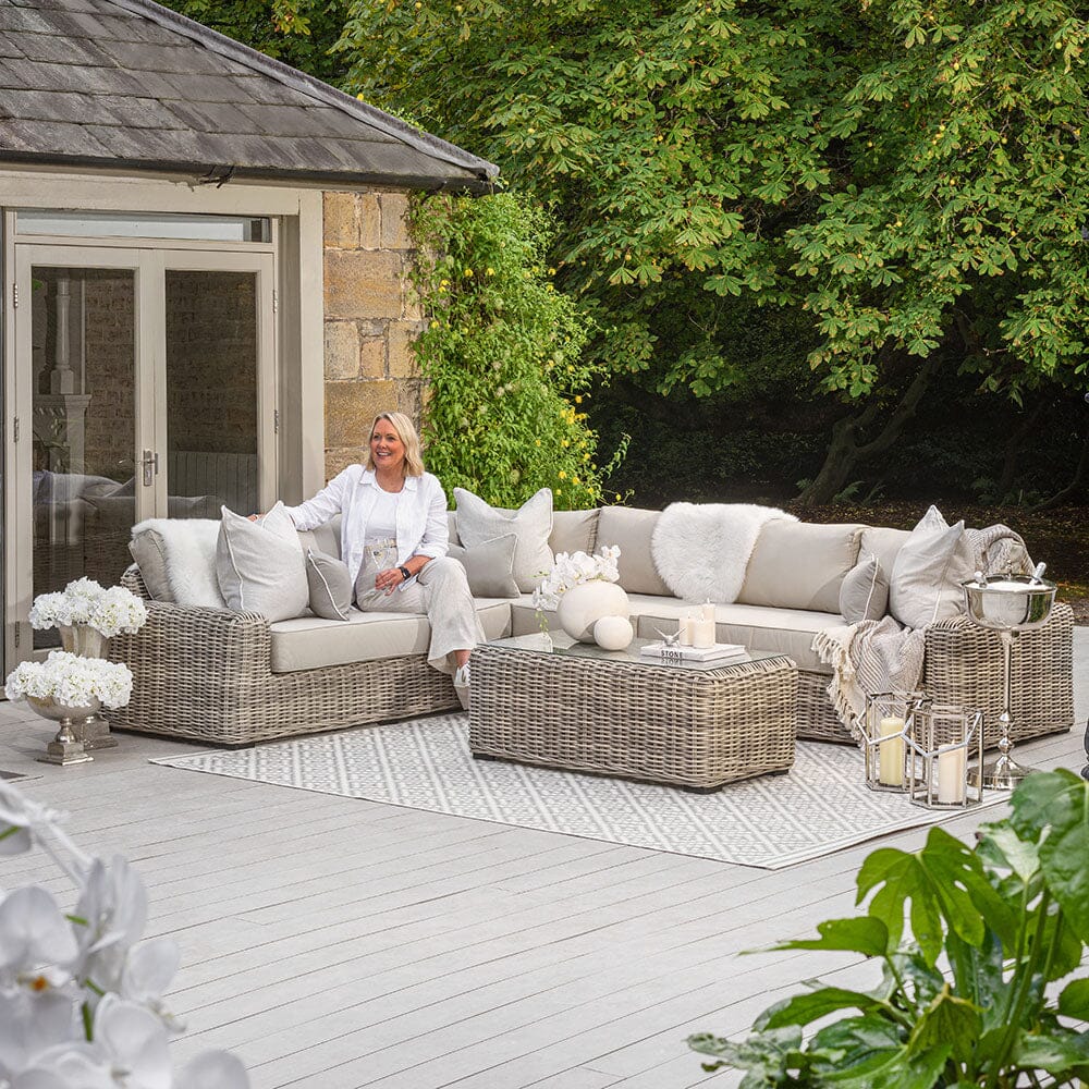 Wisteria Outdoor Chunky Rattan Corner Sofa and Coffee Table Set