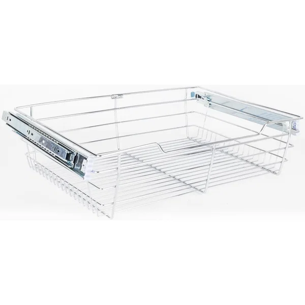 Hardware Resources POB1-16176CH, Heavy Duty Closet Wire Pull out Basket for 18 Inch Cabinet Opening Width, Full Extension Side-Mounted Slides Included, 17” W x 16” D x 6” H, Polished Chrome 