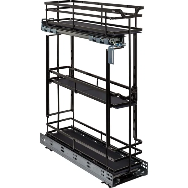 Hardware Resources SWS-BPO5BN, 3-Tier Bottom Mounted Base Organizer for Minimum 6 Inch Opening Width, 24-1/16 Inch Height x 2 1-5/16 Inch Depth, Black Nickel 