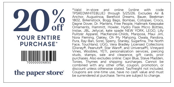 20% off your entire purchase* 