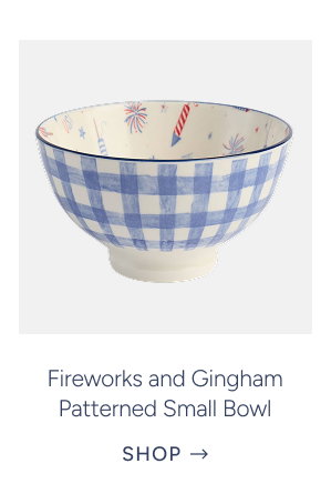 Fireworks and Gingham Patterned Small Bowl