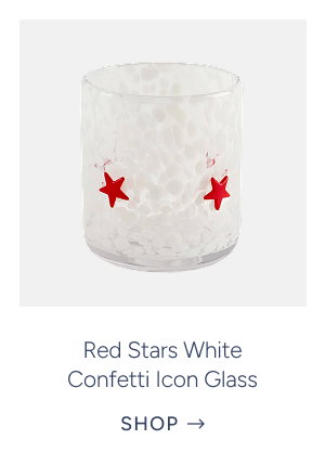 Red Stars White Confetti Icon Glass