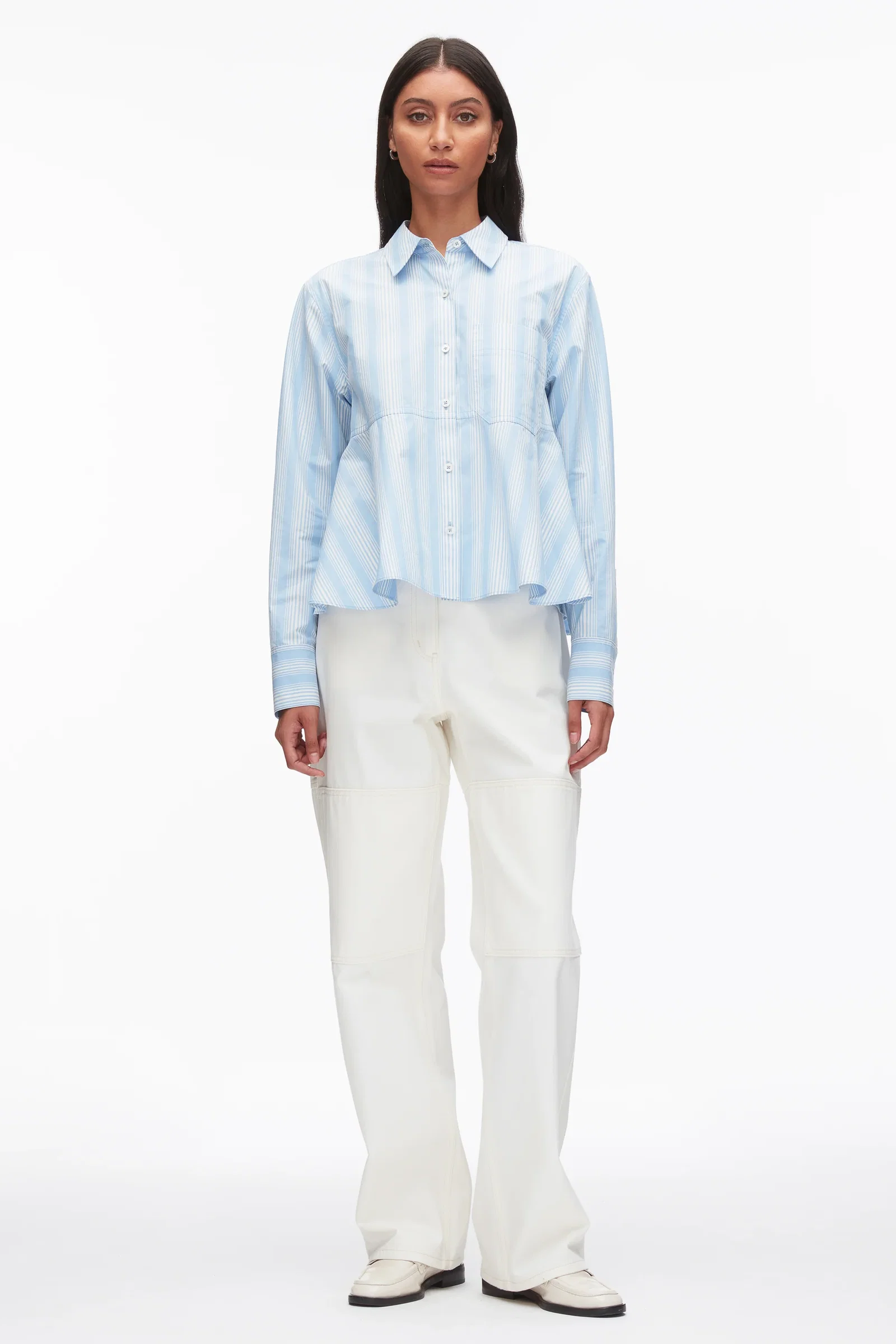 Image of Long Sleeve Striped Flounce Shirt