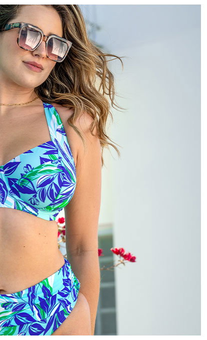  Santa Monica Side Support Non-Padded Underwired Bikini Top - Aqua Palm