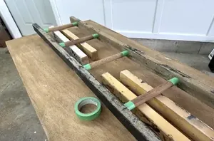 She flipped this old ladder on its side to give her walls so much more character