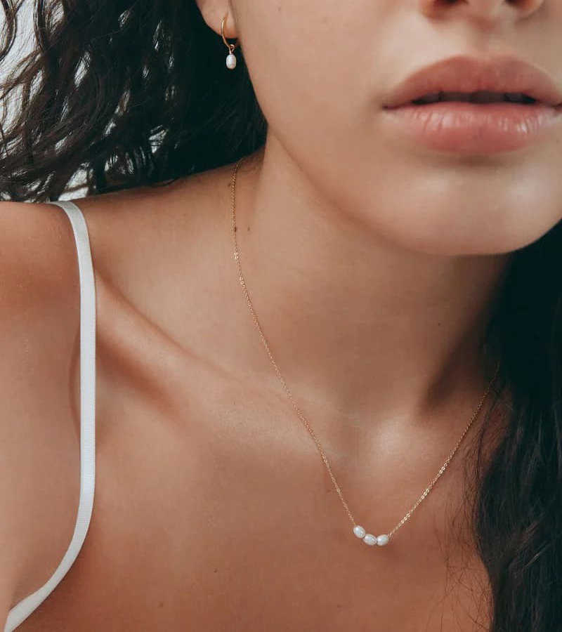 Mini Pearl Necklace- Gold