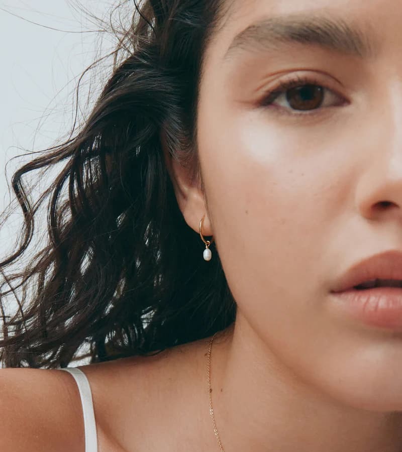 Mini Pearl Hoops - Gold