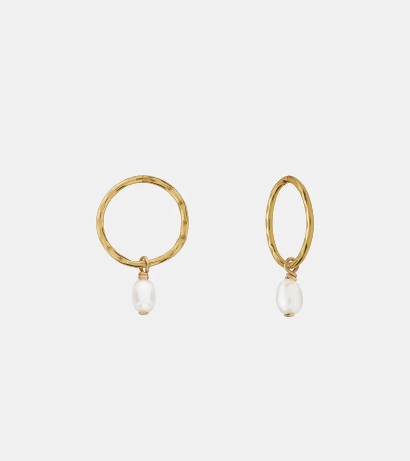 Mini Pearl Hoops - Gold