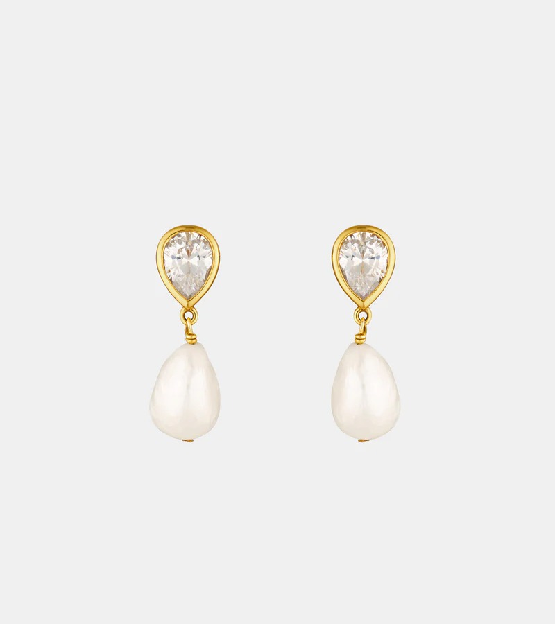 Eros Pear & Pearl Earrings - Gold