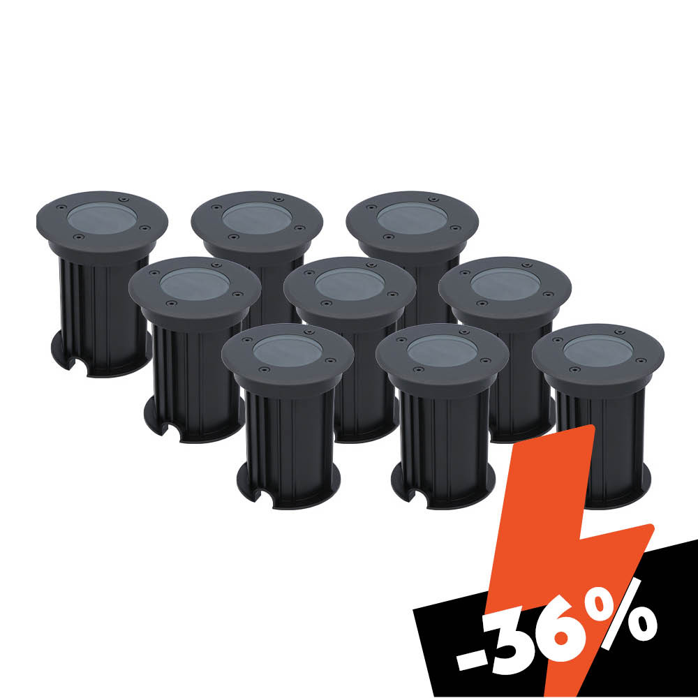 Maisy Black inground Spotlights, Set of 9, bulbs not included