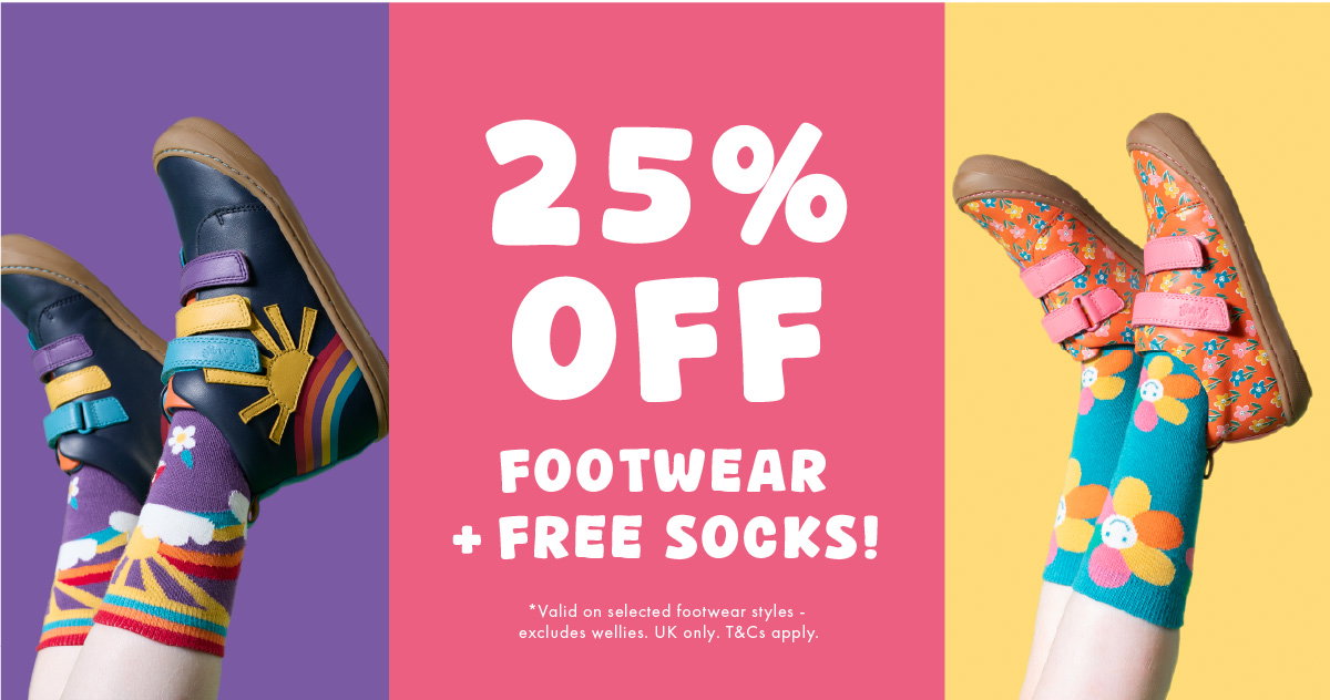 25% OFF footwear + free socks
