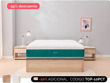 Ofertas y descuentos en la Primavera de Marmota en el Pack Ahorro con el colchón Hybrid Magnum: colchón + base con almacenaje + protector de colchón + almohada con -55% DTO. -10% ADICIONAL, y financiación gratuita hasta en 18 meses.