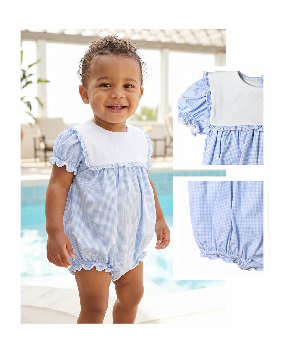Blue Gingham Bib Bubble