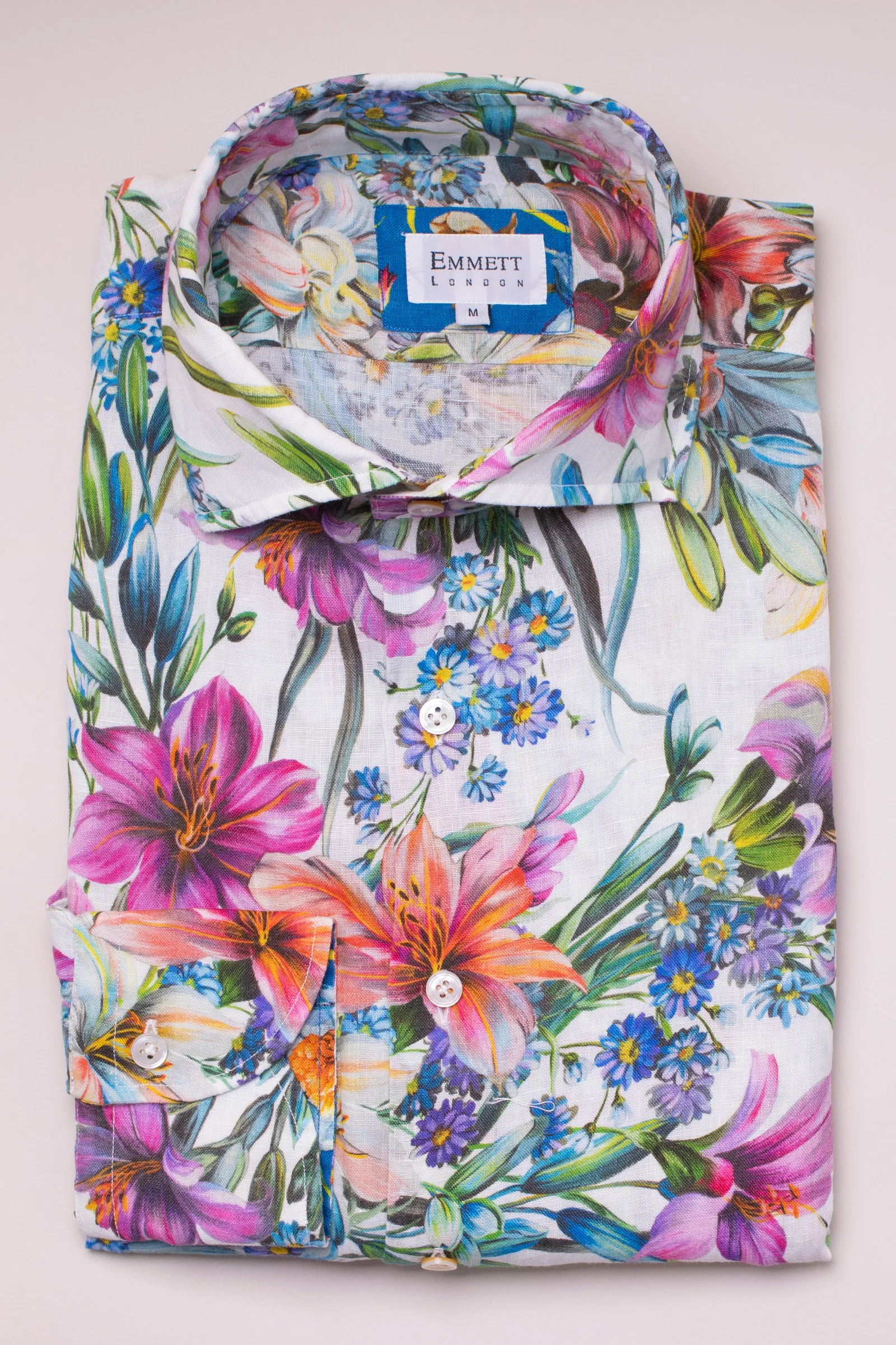 Image of Spring Floral Print Linen Shirt