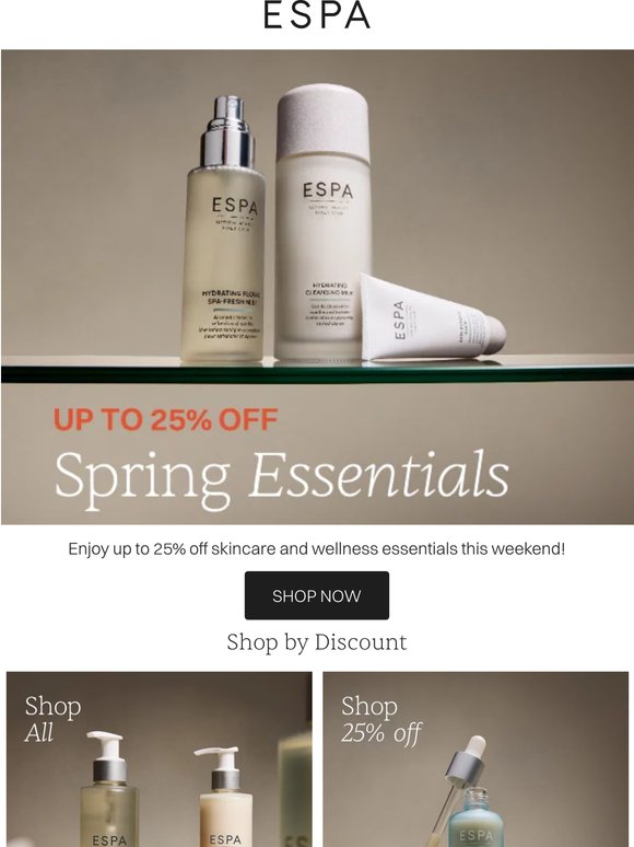 Up to 25% off Spring Essentials