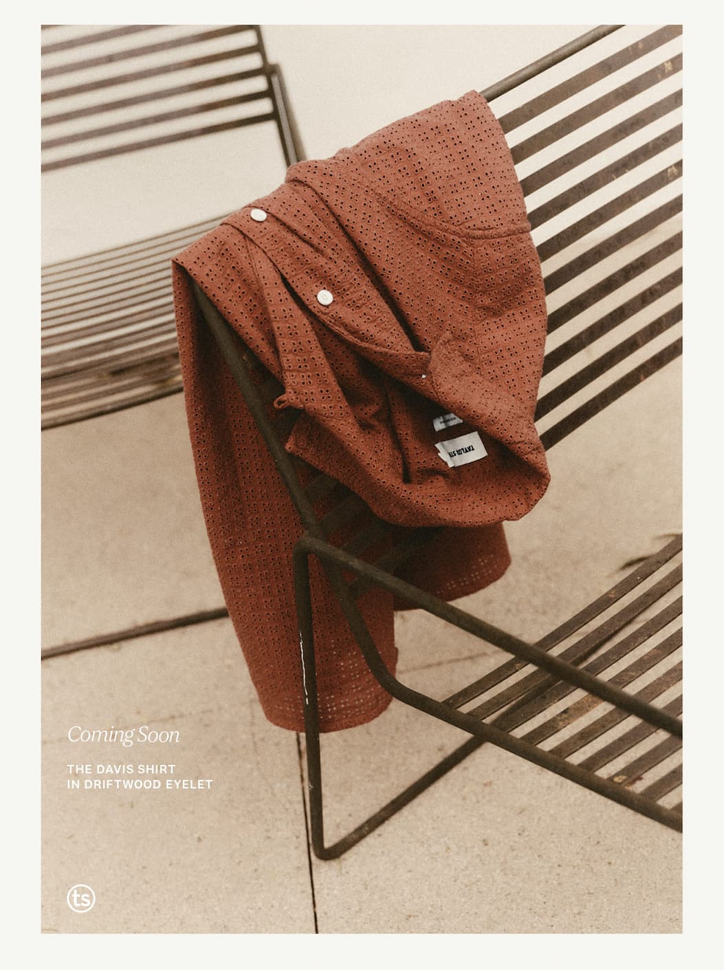 The Davis Shirt in Driftwood Eyelet. Coming Soon. 