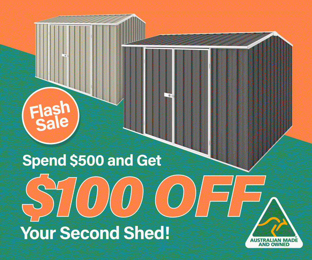 Spend $500 and Get $100 Off Your Second Shed