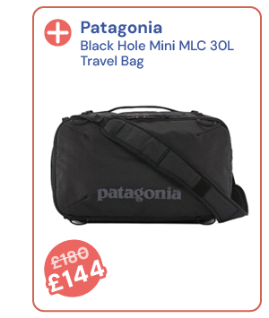 Patagonia Black Hole Mini MLC 30L Travel Bag - Black. Reduced from £180 to £144.