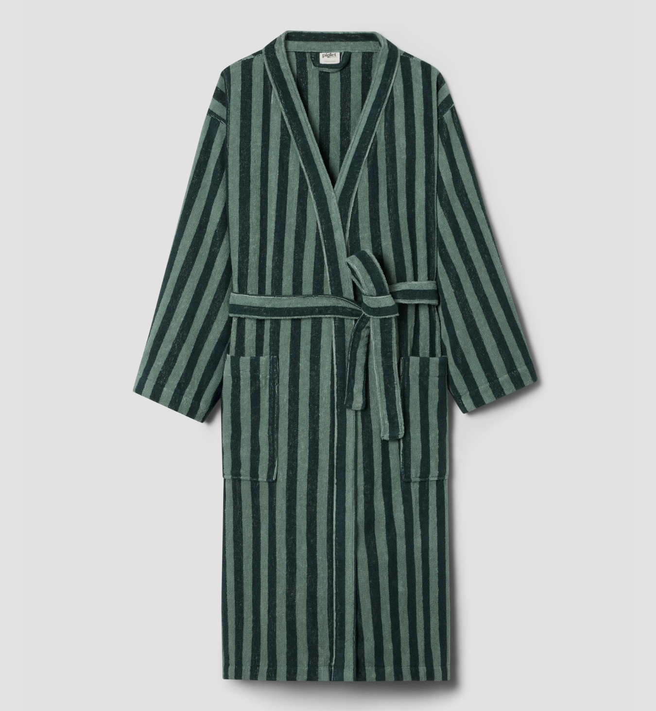 Pine Green Pembroke Stripe Cotton Robe 