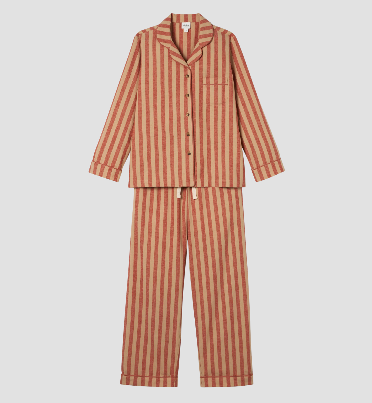 Sandstone Red Pembroke Stripe Linen Blend Pajama Set