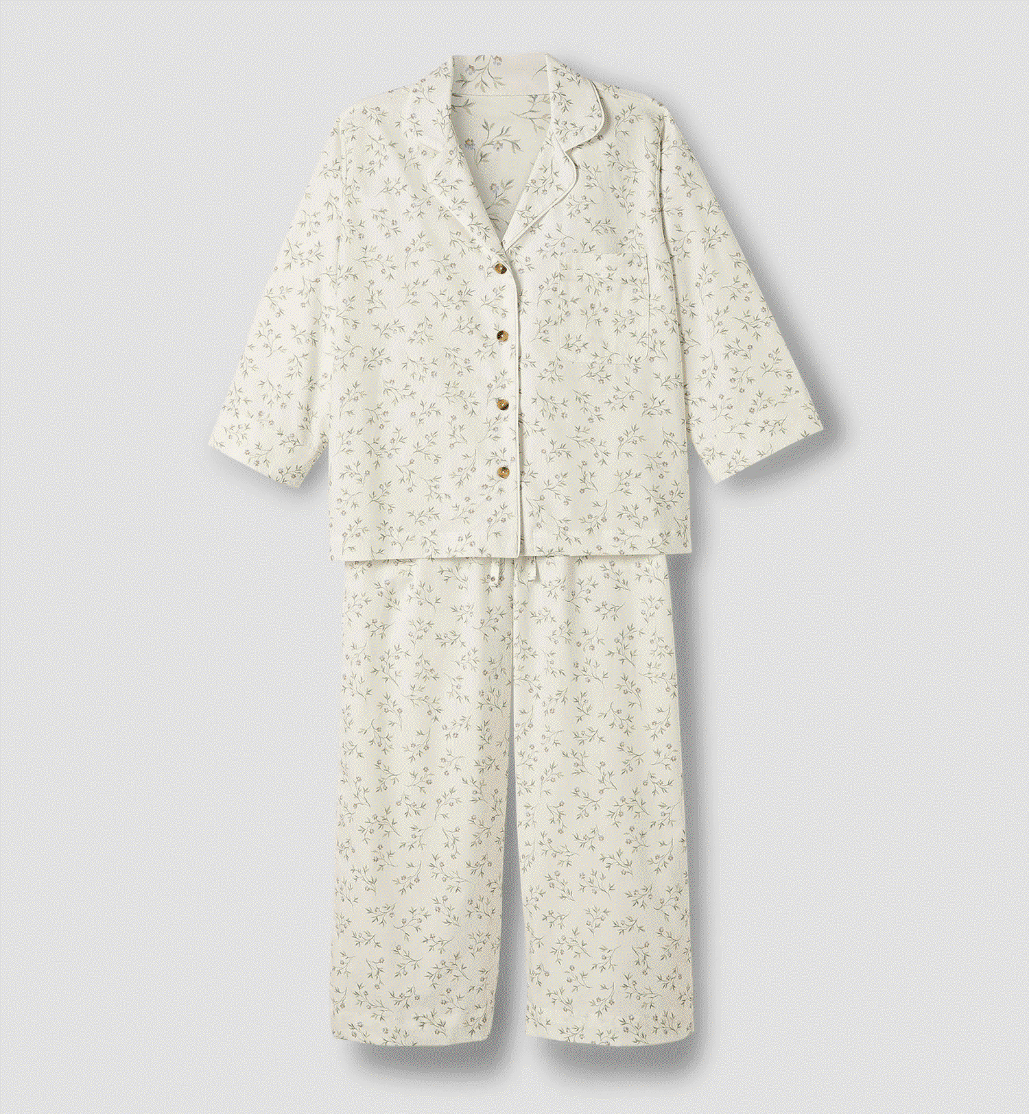 Spring Sprig Floral Cotton Cropped Pajama Set 