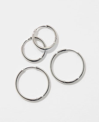 2pk waterproof fine hoop earrings set