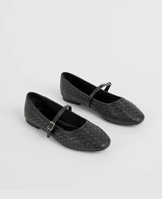 Black weave ballet flat