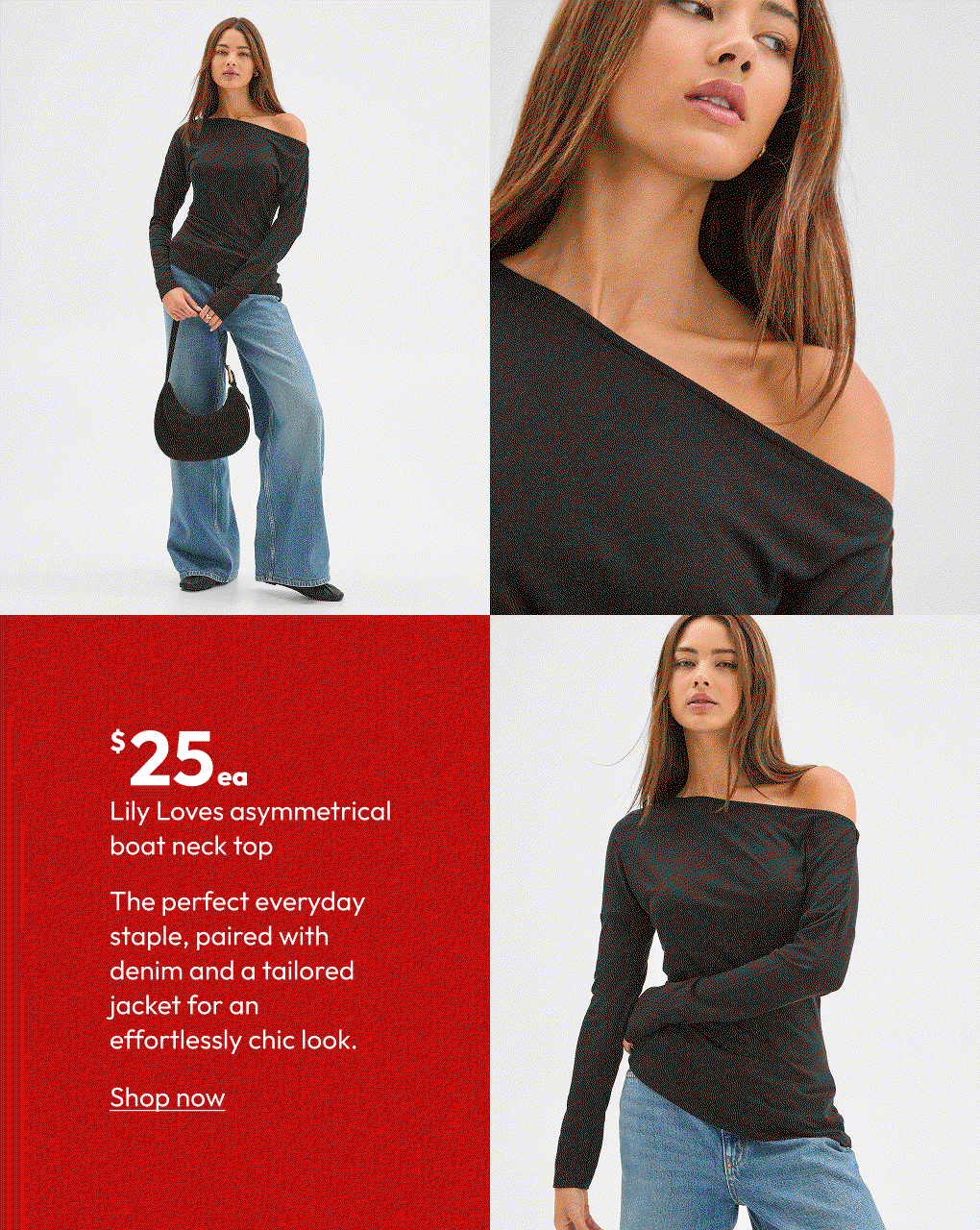 Lily Loves asymmetrical boat neck top