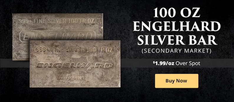 ON SALE: 100 oz Engelhard Silver Bar (Secondary Market)