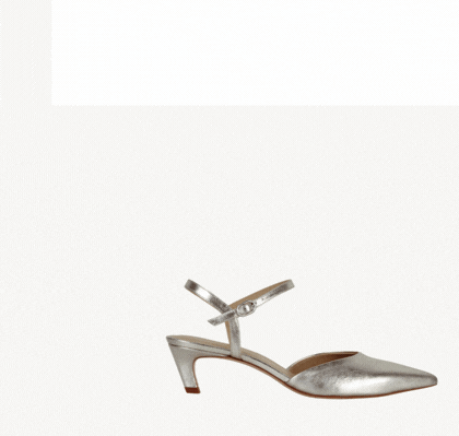 The Claire Kitten Heel Silver Crinkle