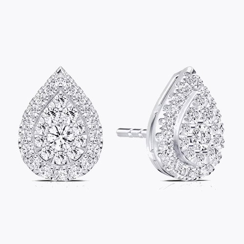Platinum 0.50ct Diamond Pear Shaped Stud Earrings