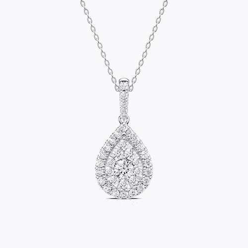 Platinum 0.50ct Diamond Pear Shaped Cluster Pendant