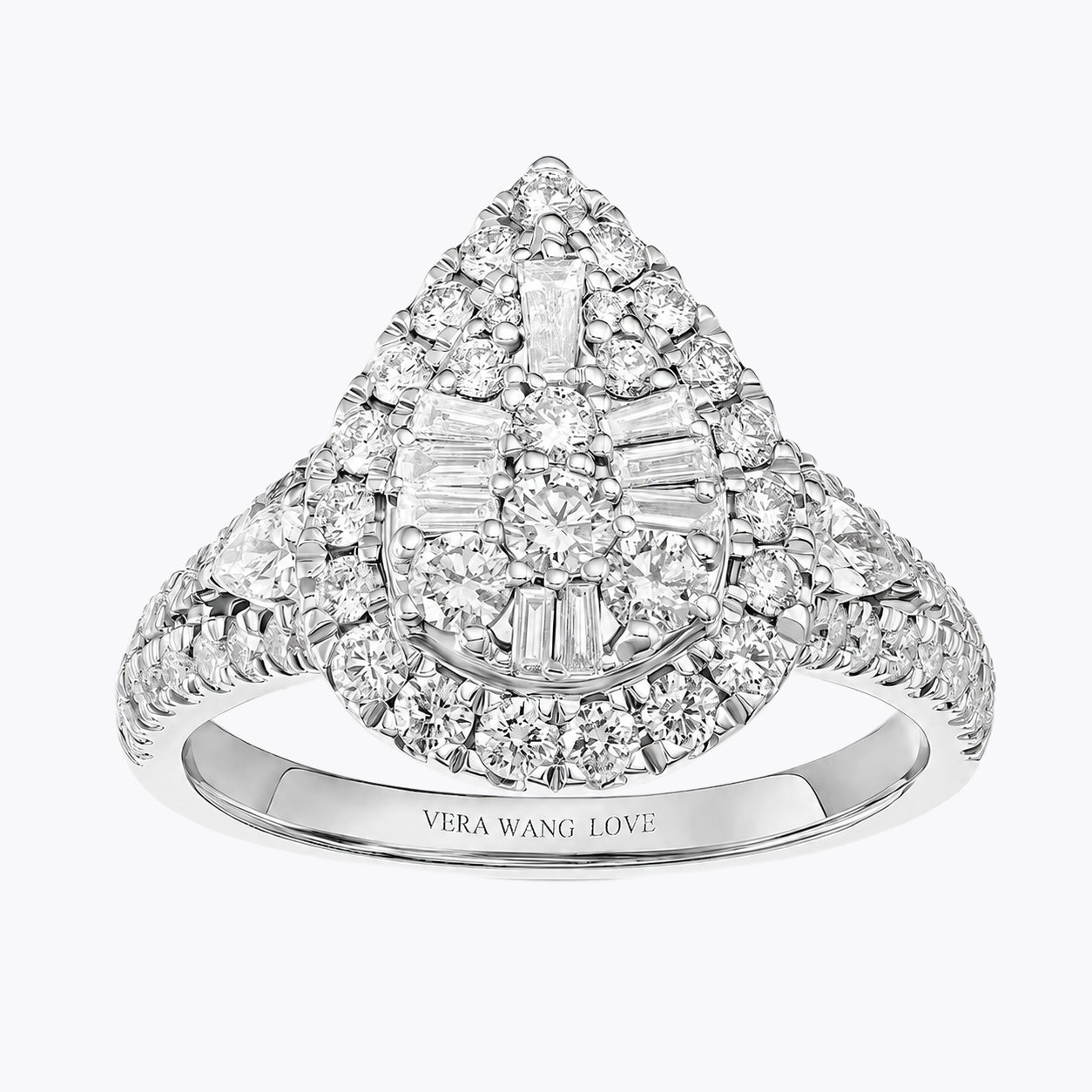 Engagement Ring Vera Wang Platinum Cluster Pear Shape 1.20ct Diamond Ring