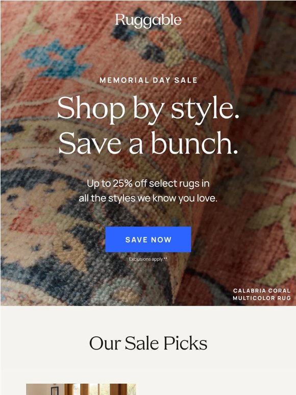 Modern. Traditional. Boho. Up to 25% Off.
