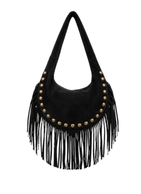 Kate Black Genuine Suede Studded Bag
