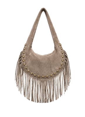 Kate Taupe Genuine Suede Studded Bag