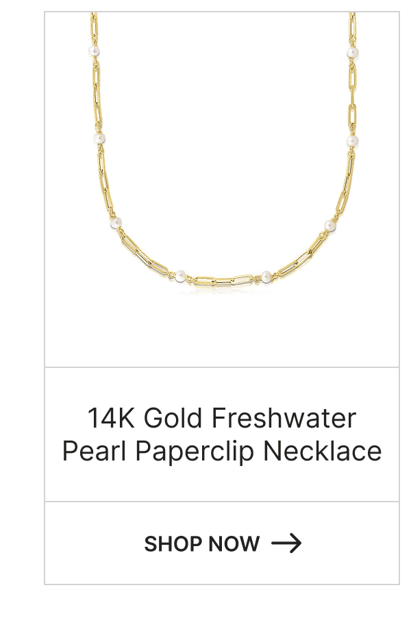 14K Gold  Freshwater Pearl Paperclip Necklace