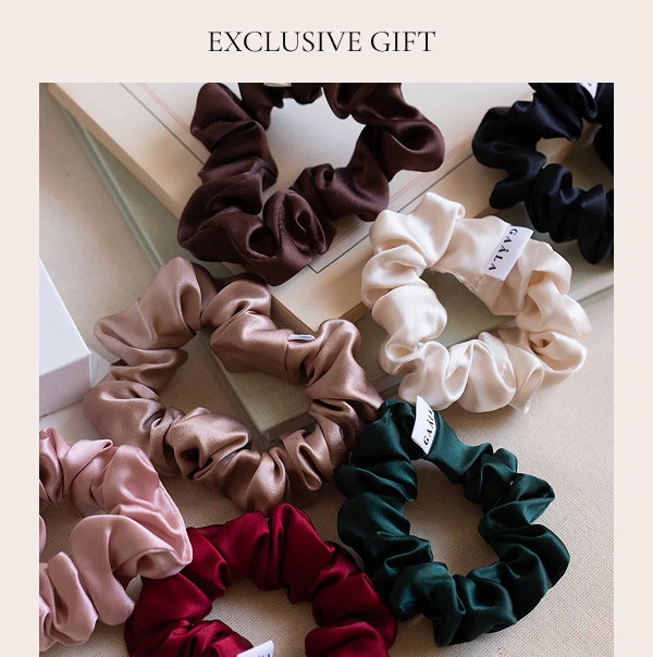 During the private preview, each order will be accompanied by a complimentary silk scrunchie, available in limited quantities