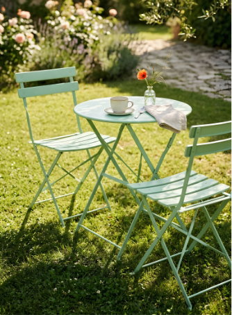 Sage Green Two-Seater Round Bistro Set