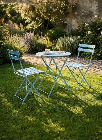 Light Blue Two-Seater Round Bistro Set