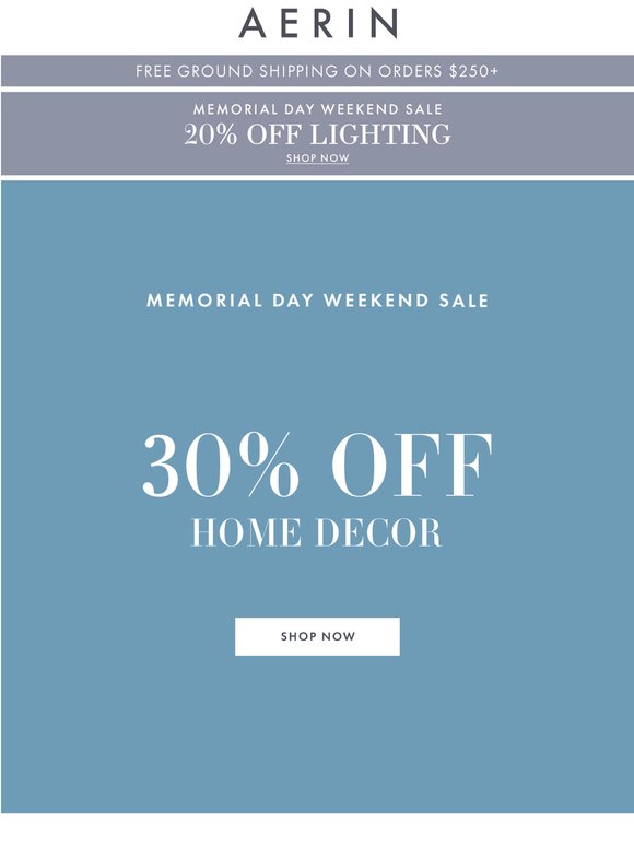 Memorial Day Sale: 30% Off Home Decor