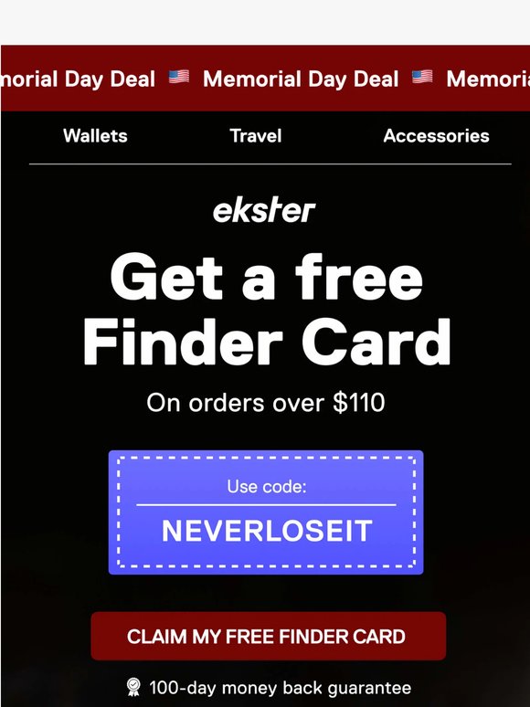 Memorial Day: Free Finder Card ($49 value)