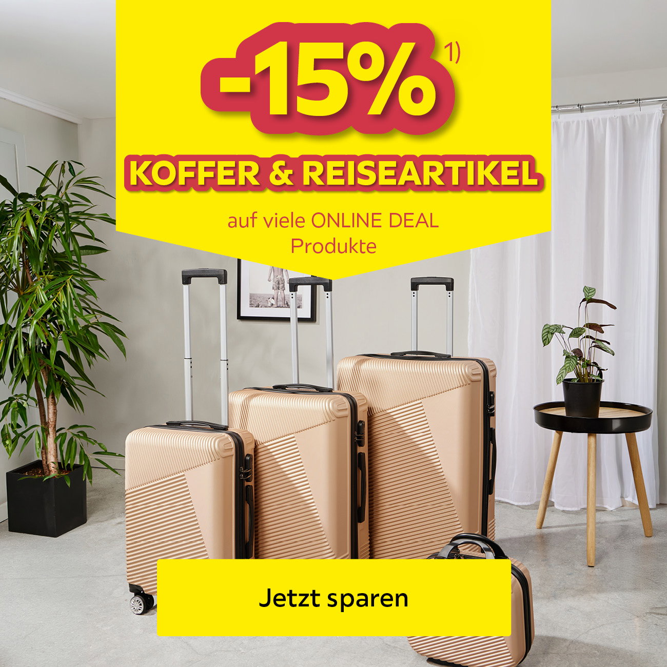 -15% Koffer & Reiseartikel auf viele ONLINE DEAL Produkte