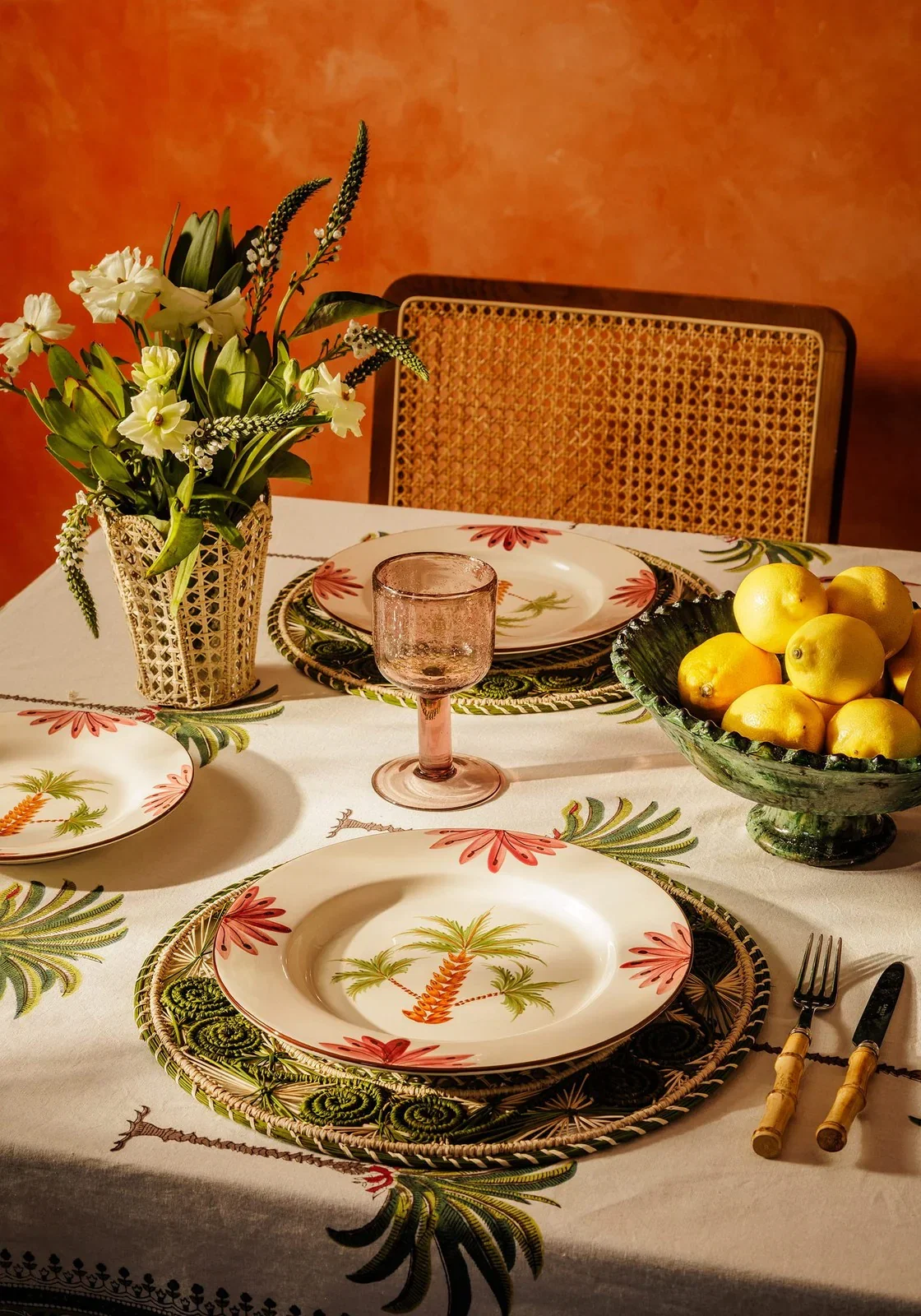 Image of Atlántico Iraca Woven Placemat, Olive Green
