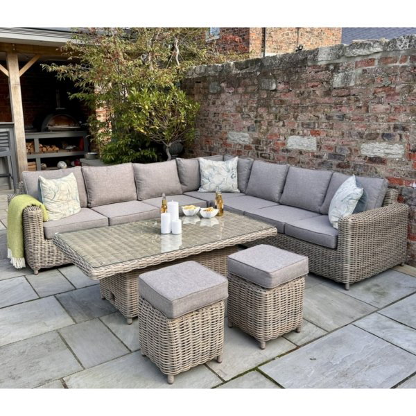 Image of Amalfi Large Corner Set With Riser Table + 2 Stools