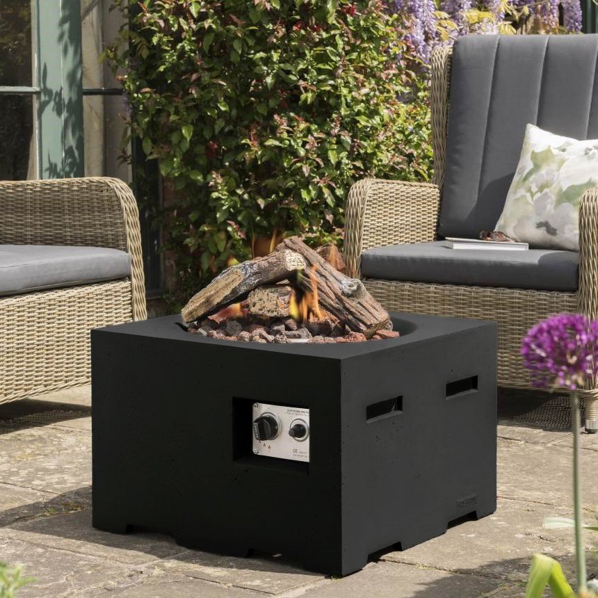Image of Cocoon Small Square Fire Pit - Black